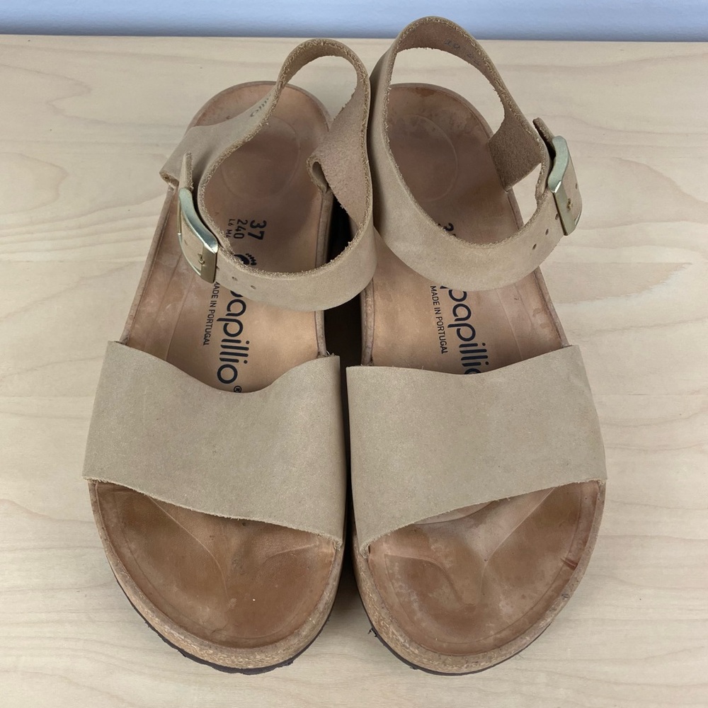 Birkenstock Papillio Women’s Size 37 / 6.0 Glenda Light Tan Leather Sandals - Picture 5 of 12